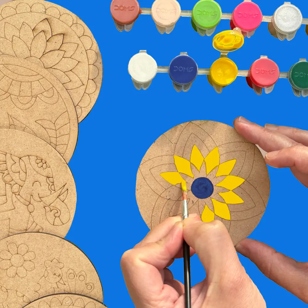 Shumee Craft DIY Coaster Painting Art Kit Featuring Mandala Madhubani Gond &amp; Pichwai Art Forms