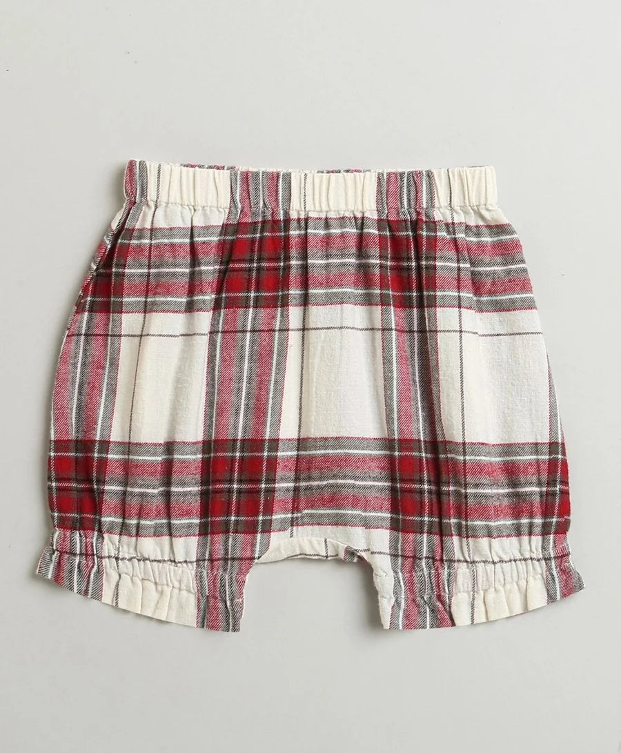 Sweetlime By AS Classic Plaid Ruffle Sleeve Top and Shorts Co-ord Set - White &amp; Red