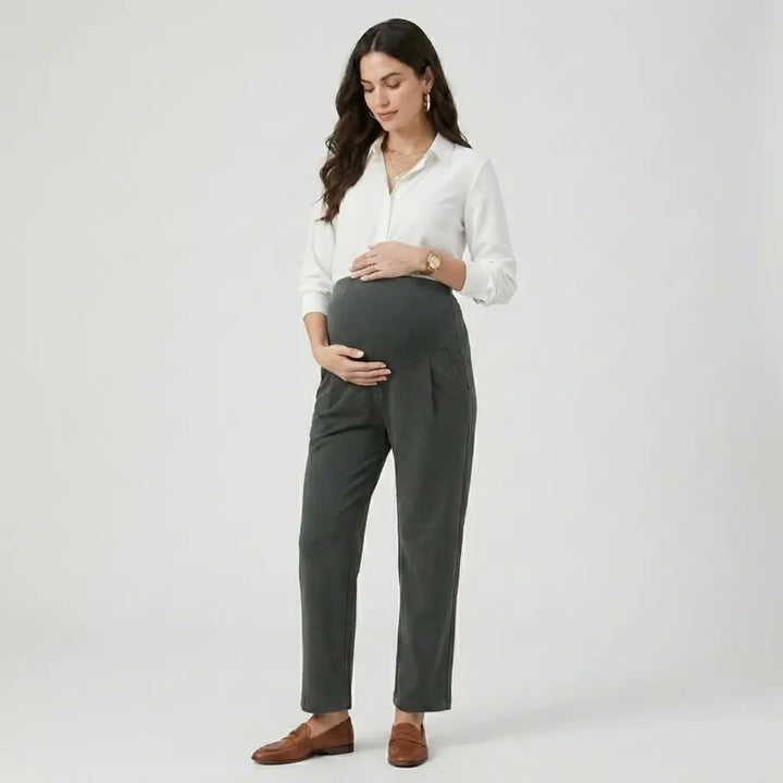SOL MAMA Over Bump Straight Pants - Medium Grey