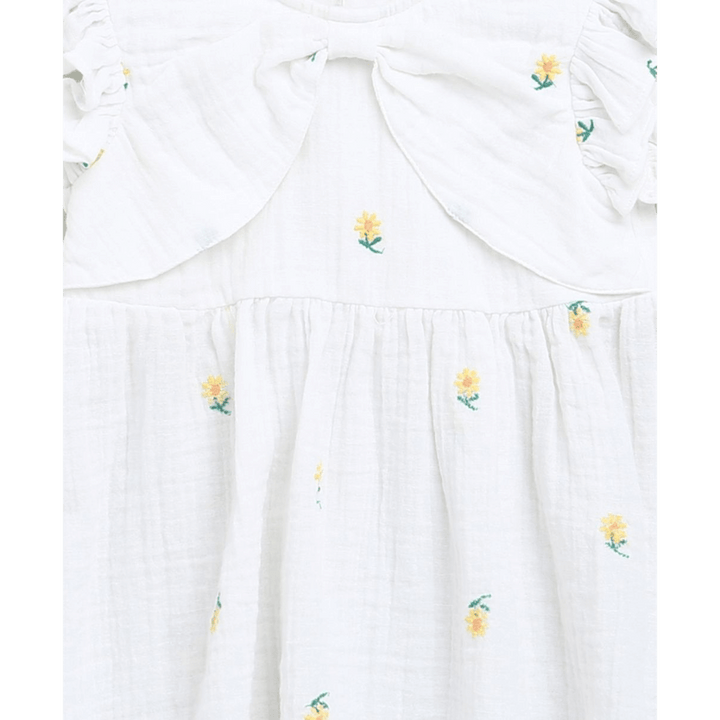 Sweetlime By AS Yellow Floral Embroidery Organic Cotton Co-ord Set