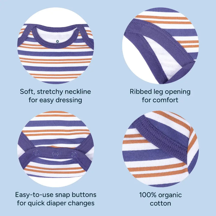 Nintara Baby 100% Unisex Cotton Bodysuit &amp; Pant Set – Midnight Stripes