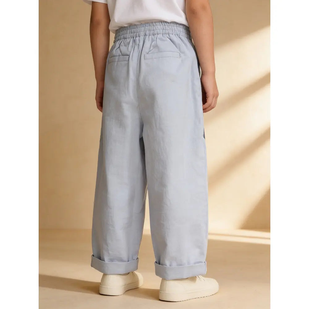 The Baby Trunk Unisex Comfy Patch Pants - Blue and Grey