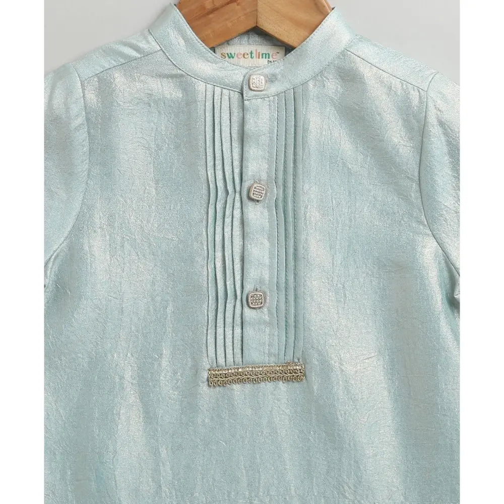 Sweetlime By AS The Crystal Breeze Pleated Set - Sky Blue &amp; White