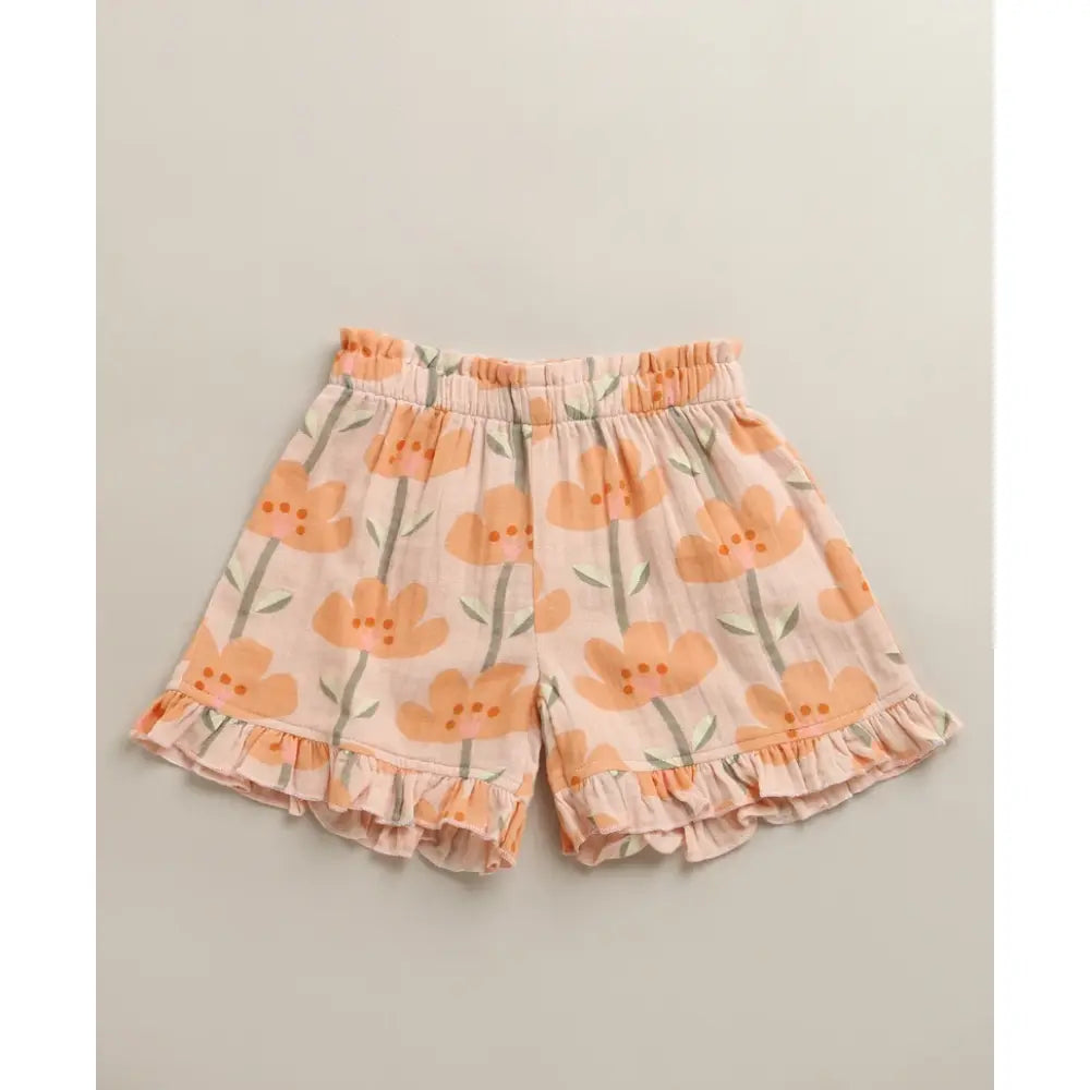 Sweetlime By As Peach Blossom Floral Ruffle Cotton Baby Girls Summer Co-ord Set