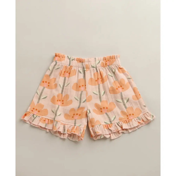 Sweetlime By As Peach Blossom Floral Ruffle Cotton Baby Girls Summer Co-ord Set