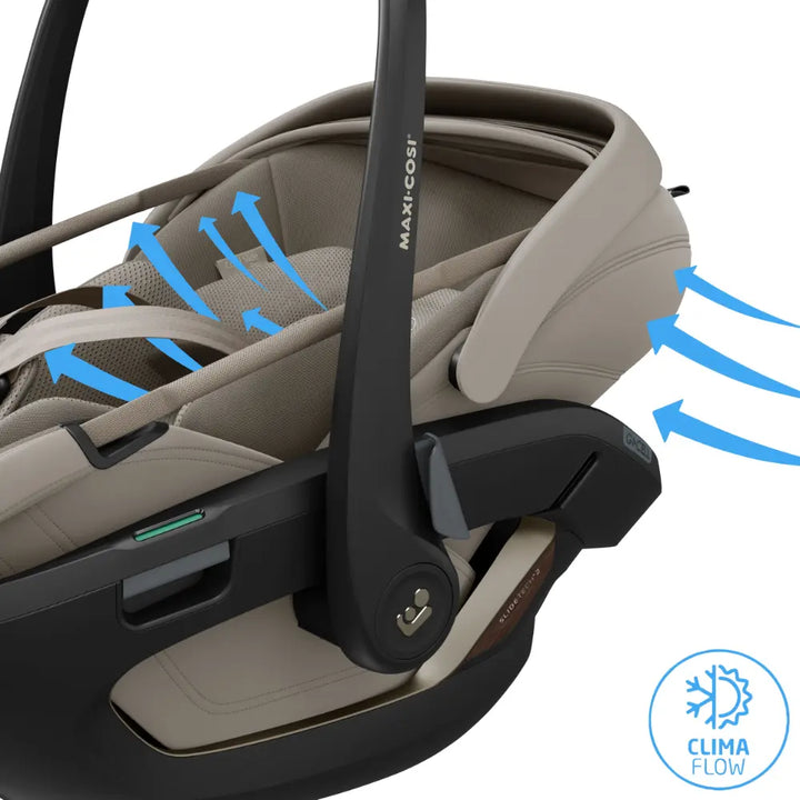 Maxi-Cosi Coral Slide Pro i-Size Newborn Car Seat, SLIDETECH®2 Sliding Car Seat Technology, Rear Facing, Carry Strap, 3 Recline Positions, Side Impact Protection, Climaflow Ventilation, Lightest Car Seat Only 2.5Kg, 0-24 Months - Sapphire Sand