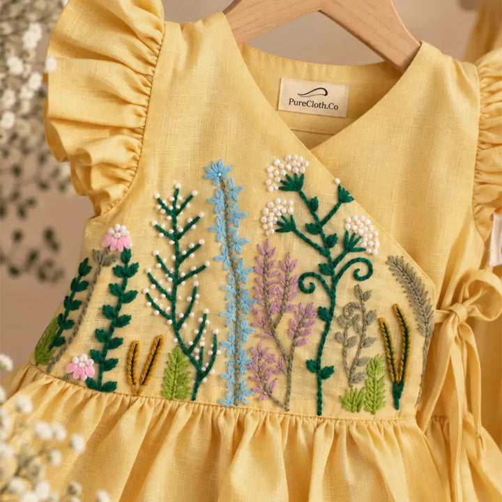 PureCloth.Co Jamna Set | Girls Chanderi Silk | Yellow