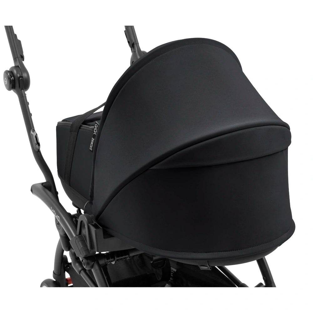 Stokke YOYO⁵ Bassinet | Lightweight Newborn Carrycot | 2-in-1 Carry Cot | Thick Double Mattress | Fully Flat Recline | Breathable Design | Easy Clip-On | Requires YOYO Frame (Sold Separately) | Black