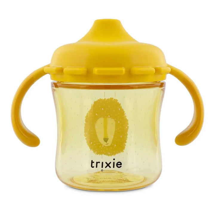 Trixie Sippy Cup with Handles | Spill-Resistant Tritan™ Training Cup with Easy-Grip Handles for Independent Drinking | 4 Months Onwards | Mr. Lion