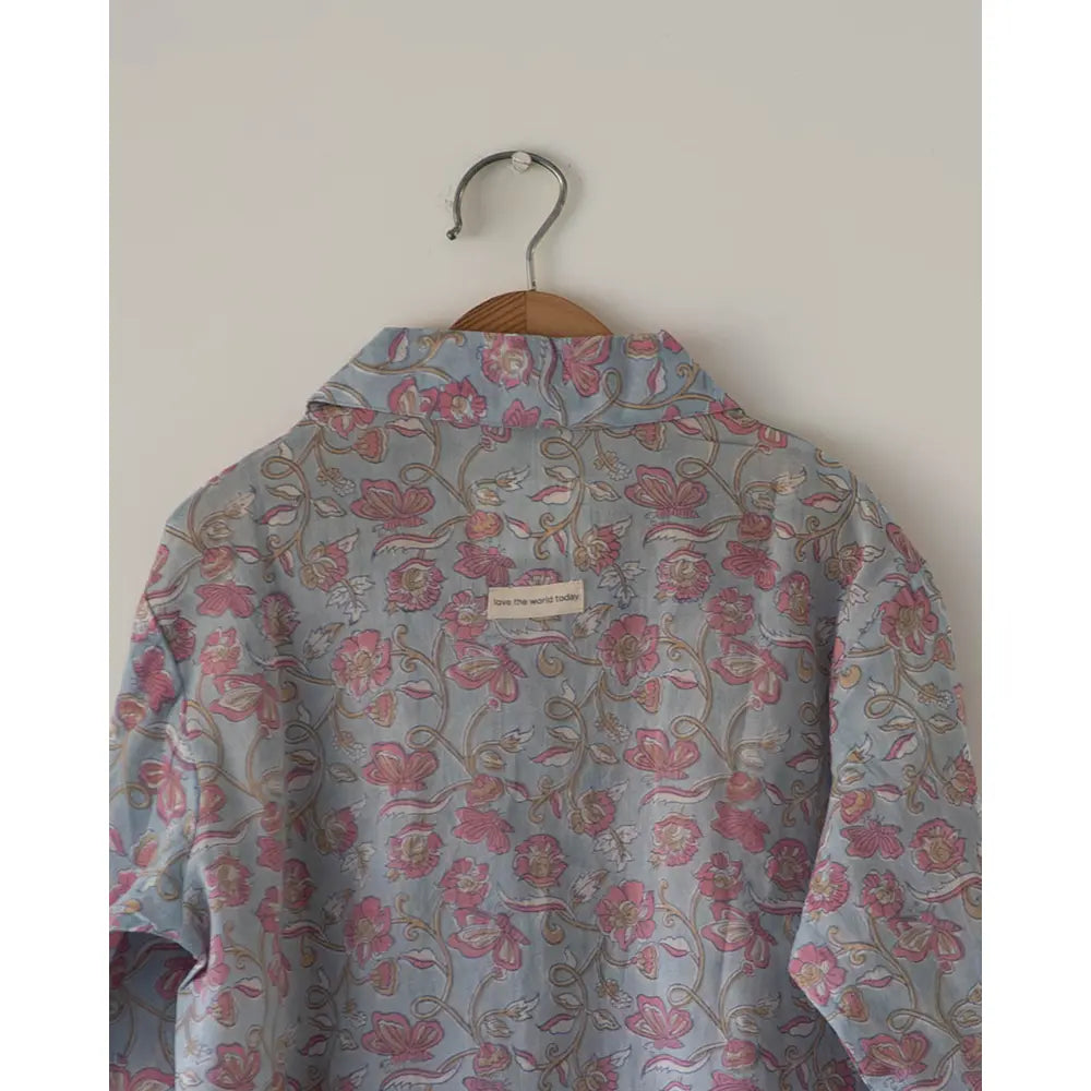 Love The World Today Cloud Drift Shirt For Boys In Sky Blue Butterfly
