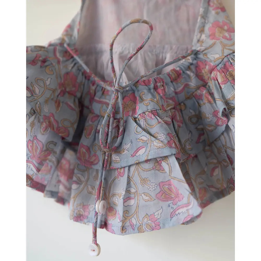 Love The World Today Flutter Sky Blue Butterfly Halter Top Skirt Co-Ord For Girls