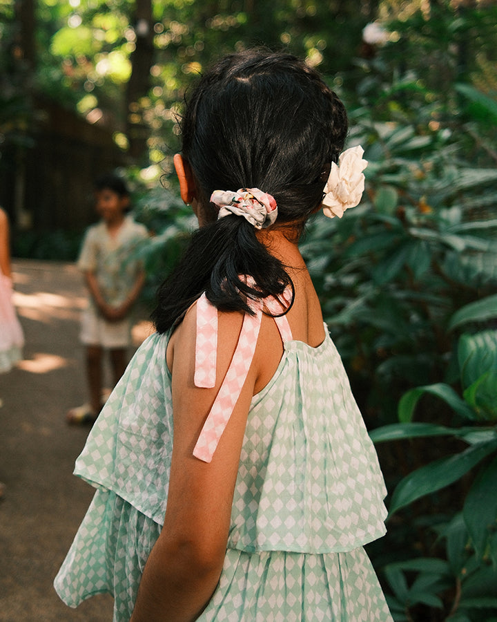 Love The World Today Wander Co-Ord Set In Sage Green Rhombus For Girls