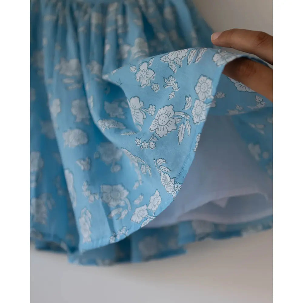 Love The World Today Blossom Powder Blue Spaghetti Top Shorts Set For Girls