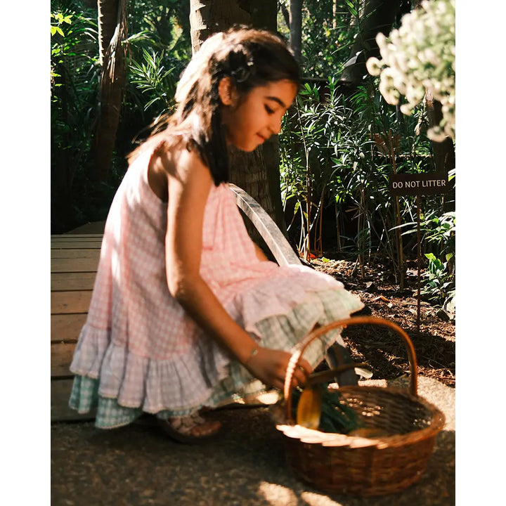 Love The World Today Pocketful Of Sunsets Dress For Girls In Rhombus Block Print
