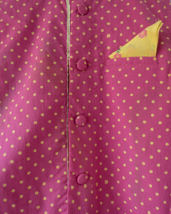 Love The World Today Kumkum Magenta Polka Cotton Bandi Jacket For Boys