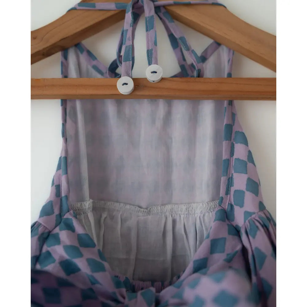 Love The World Today Saaz Purple Geometric Print Halter Maxi Dress For Girls
