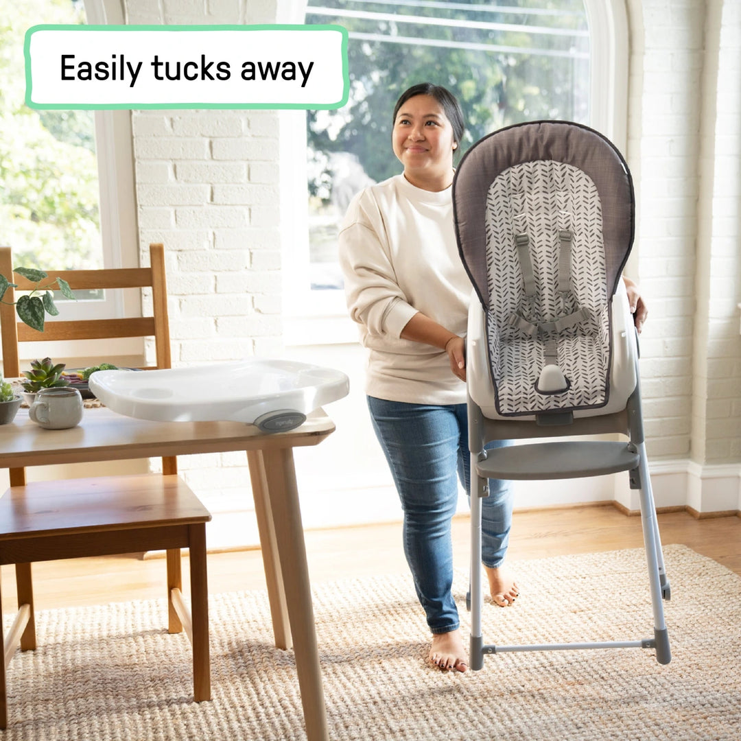 Ingenuity Trio Foldaway 6-in-1 High Chair with Booster Seat, Toddler Chair &amp; Foldable Easy Storage Design, 6M - 5 Years - Quill