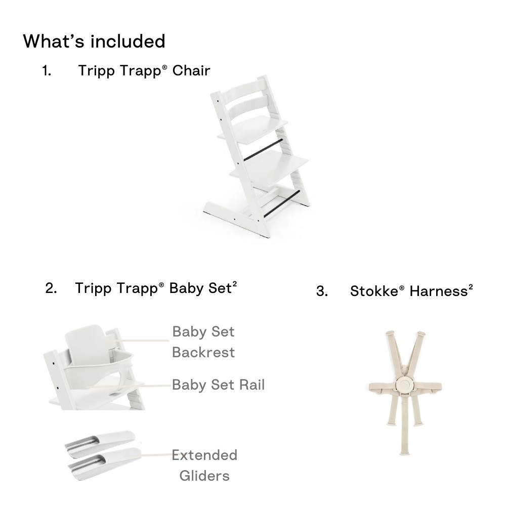 Stokke® Tripp Trapp High Chair Combo with Baby Set and Harness