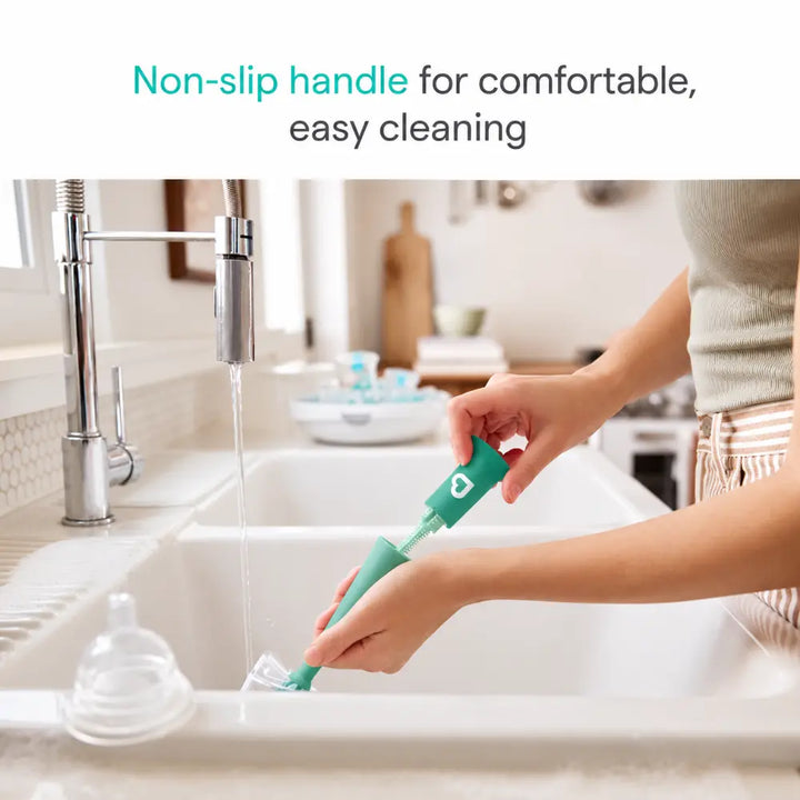 Munchkin Modern Bristle Baby Bottle Brush - with Suction Base and  Soft Rubber Nipple Brush - Sage Green