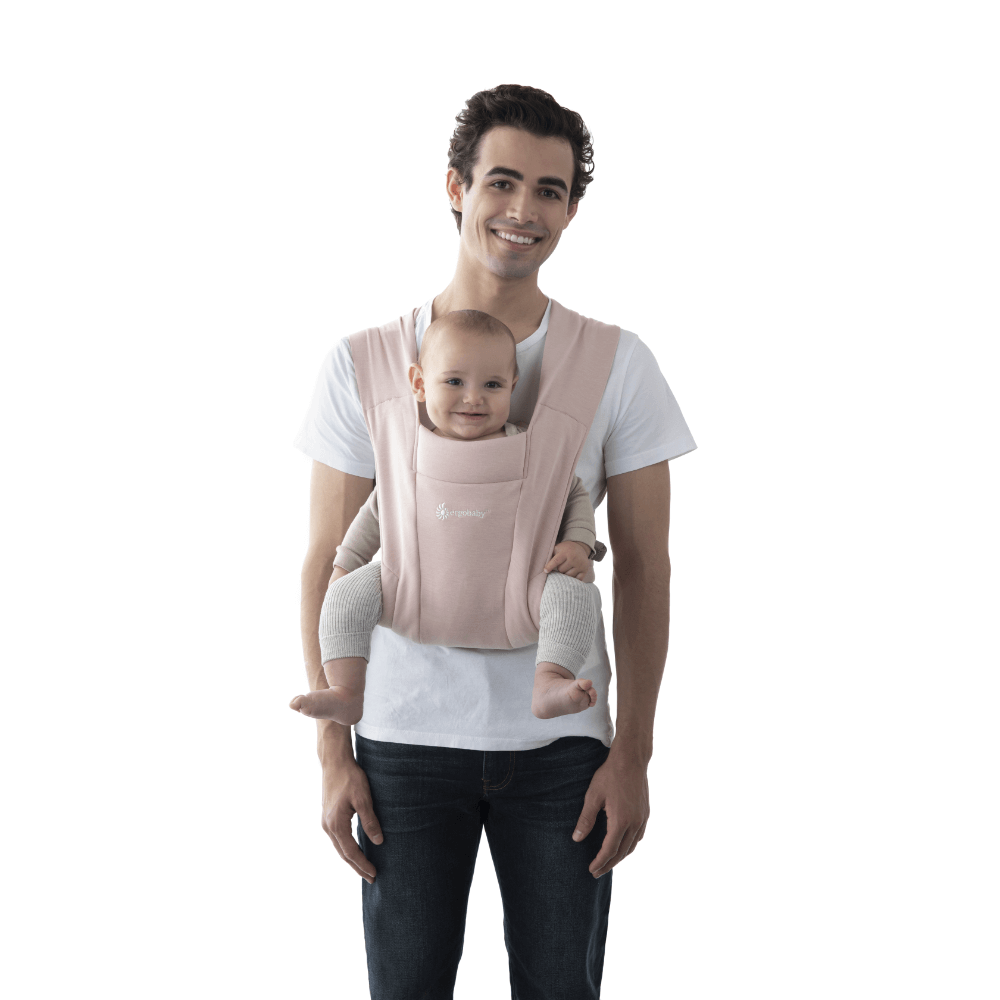 Ergobaby Embrace Newborn Baby Carrier – Soft &amp; Lightweight Fabric, Ergonomic “M” Position and Head Support, Adjustable Waistbelt &amp; Cross Straps, 2 Carry Positions, Easy to Use, 3-11 Kgs, Birth to 12 Months, Blush Pink