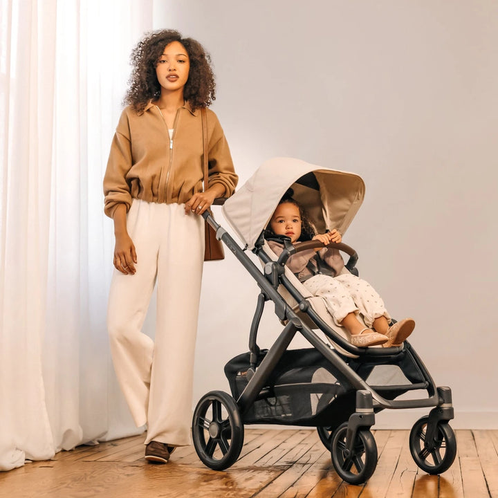 UPPAbaby Vista V3 Reversible Seat Stroller, Flat Recline, Multiple Seat Configurations, Converts to Sibling Stroller, Includes Insect Net and Rain Cover, up to 4 Years - Ada/Sandstone