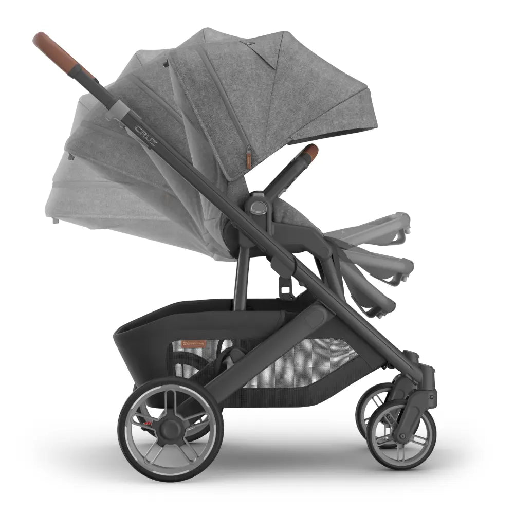 UPPAbaby Cruz V3 City Stroller, Reversible Seat, Flat Recline, Includes Bumper Bar, Insect Net, Rain Cover, up to 4 Years - Greyson/Charcoal