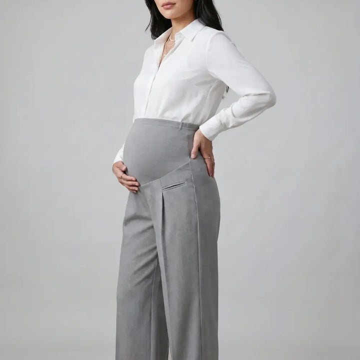 SOL MAMA Over Bump Wide Leg Trousers - Silver