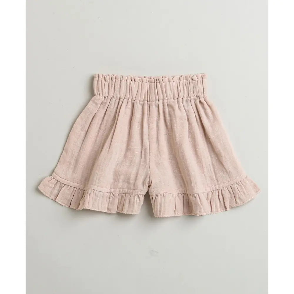 Sweetlime By AS Pumpkin &amp; Floral Print Ruffle Organic Cotton Co-ord Set - Off-White &amp; Peach