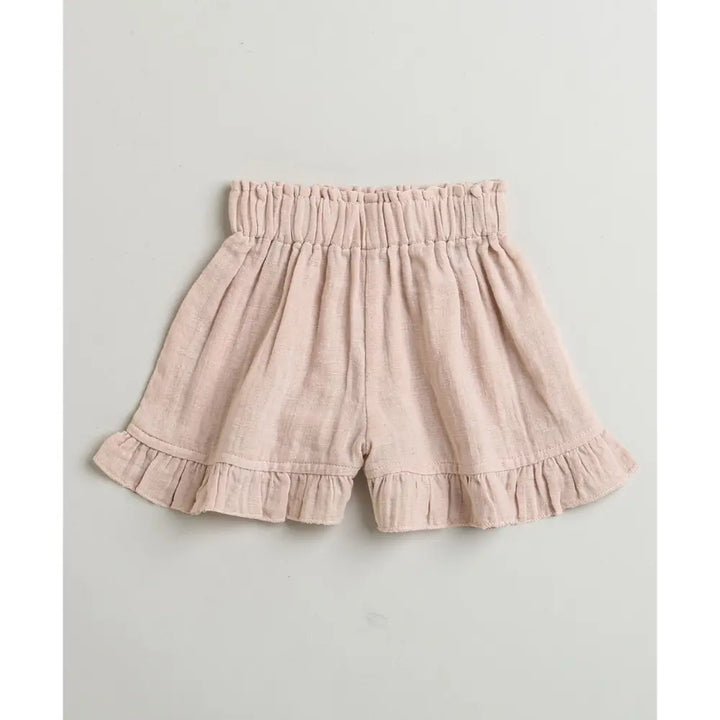 Sweetlime By AS Pumpkin &amp; Floral Print Ruffle Organic Cotton Co-ord Set - Off-White &amp; Peach