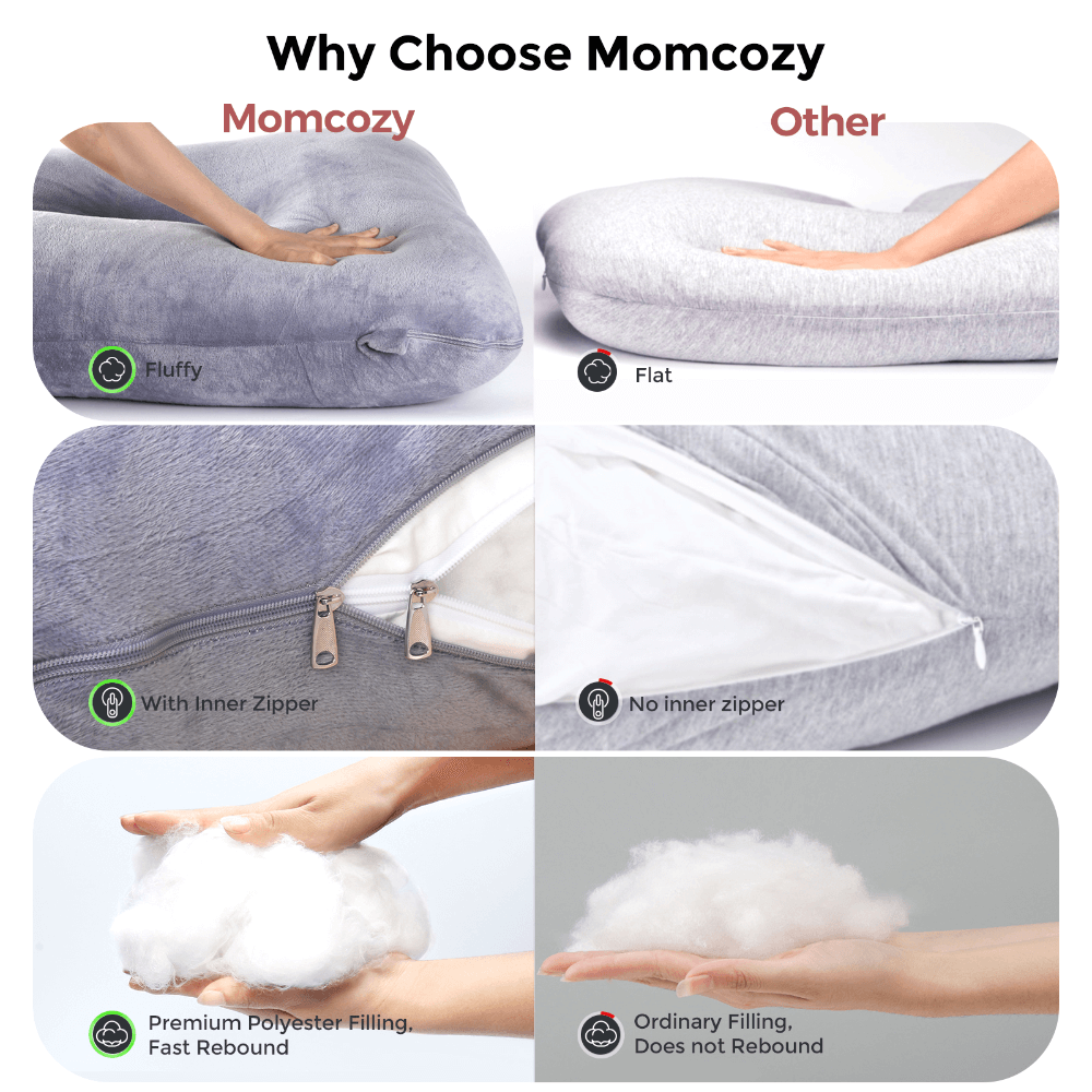 Momcozy Maternity Accessory G Shaped Cooling Fabric Pregnancy Pillow Grey