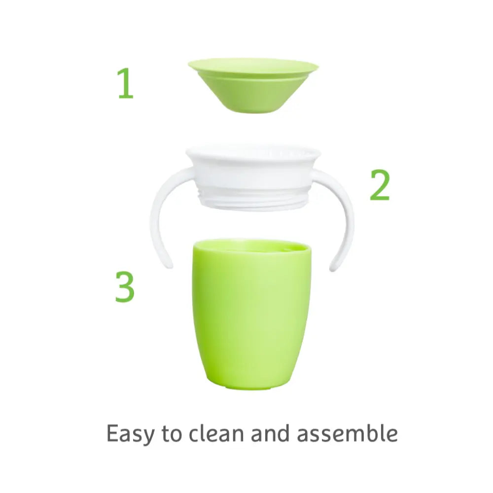 Munchkin 360° Spill-Proof Trainer Cup with Handles, Spoutless Sippy Cup for Babies, Easy Transition to Open Cup, BPA-Free, 7oz, 6+ Months - Green