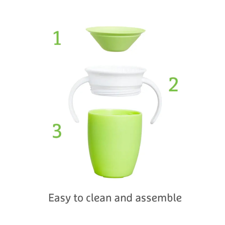 Munchkin 360° Spill-Proof Trainer Cup with Handles, Spoutless Sippy Cup for Babies, Easy Transition to Open Cup, BPA-Free, 7oz, 6+ Months - Green
