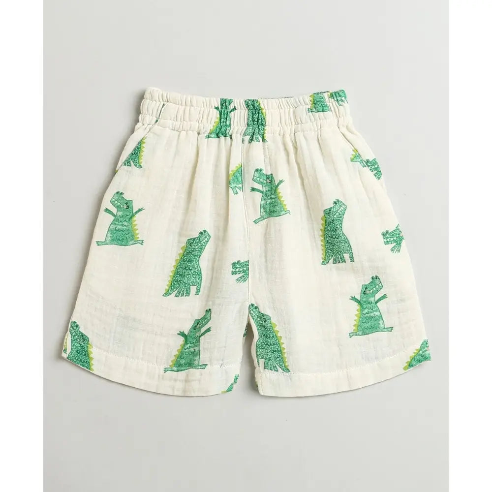 Sweetlime By As Alligator Print Cotton Co-ord Set - White