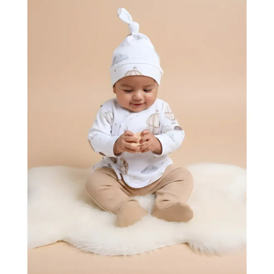 Cot & Candy Baby Organic Kimono Top With Footed Pant - Balloon Pop