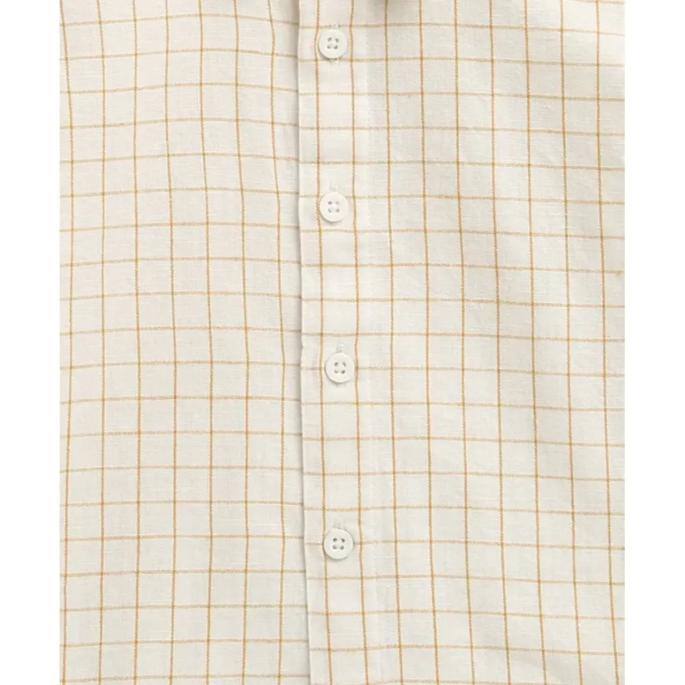Sweetlime By As The yelllow Checks shirt  &amp; Khaki Cotton Co-ord Set - Beige
