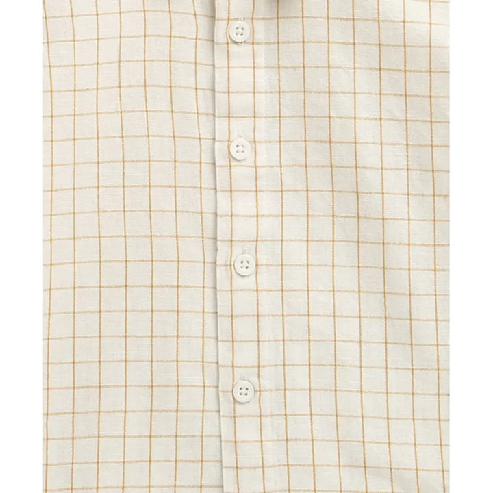 Sweetlime By As The yelllow Checks shirt  &amp; Khaki Cotton Co-ord Set - Beige