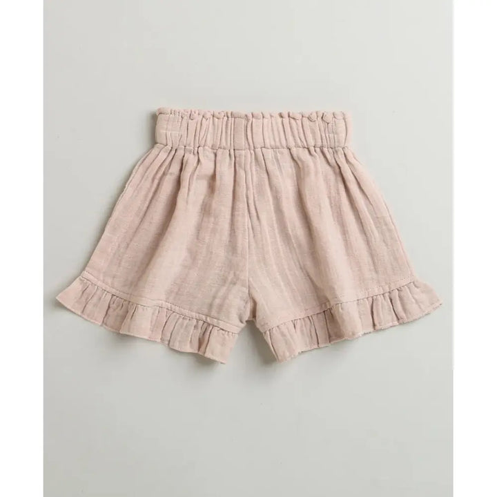 Sweetlime By AS Pumpkin &amp; Floral Print Ruffle Organic Cotton Co-ord Set - Off-White &amp; Peach