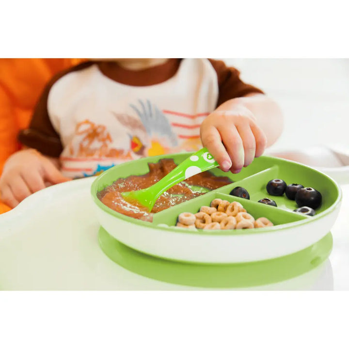 Munchkin Suction Plate for Babies &amp; Toddlers – Strong Suction Base with Deep Sides, BPA-Free, 6+ Months - Green