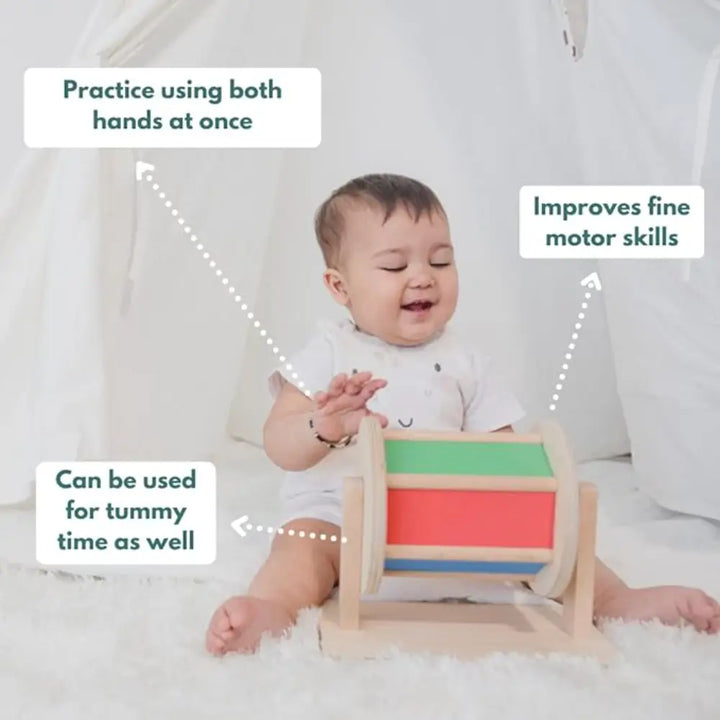 Curious Cub Montessori Box 3 | 8-Piece Tummy Time &amp; Motor Skill Toy Set | Rainmaker, Flashcards &amp; More | 5+ Months