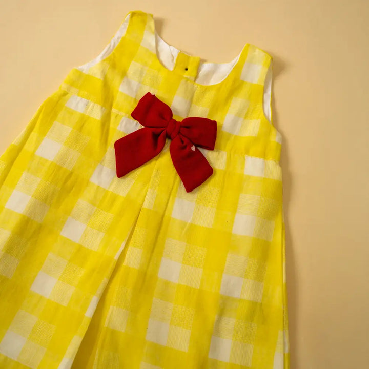 PureCloth.Co Baby Girl Gift Hamper | Yellow Check Rakhi Gift Hamper For Sister - Yellow