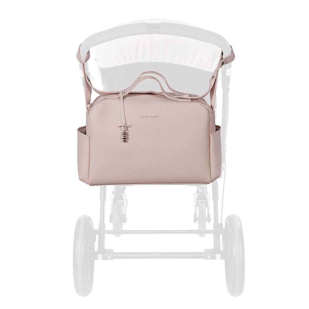 Pasito a Pasito Diaper Bag with Changing Mat, Large Capacity Water-Resistant Bag with Multi-Pocket Organizer, Insulated Bottle Pocket, Shoulder &amp; Stroller Straps, Icon Eco Leather - Rose