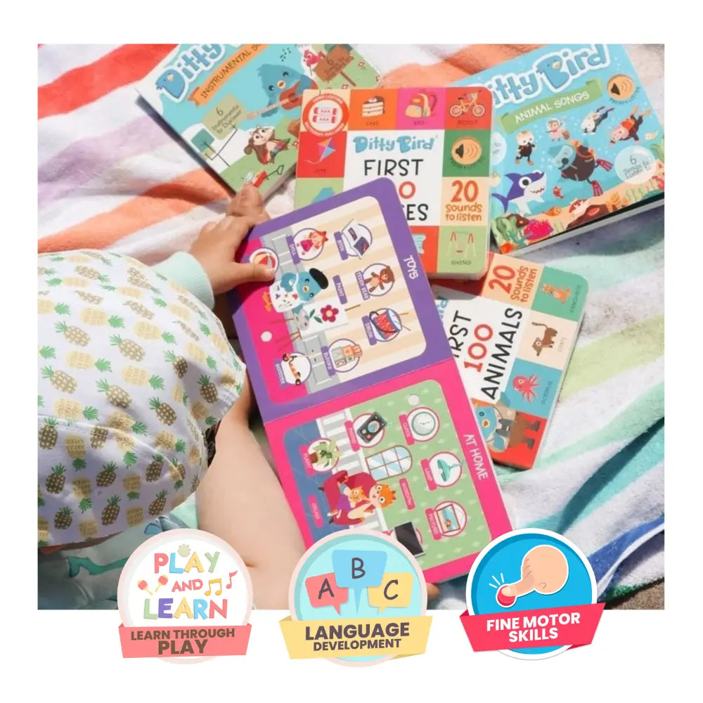 Ditty Bird Musical Book - Fun &amp; Interactive Nursery Rhyme Book for Toddlers, Baby Sound &amp; Music Book, 12M+, USB-C Rechargable - First 100 Words