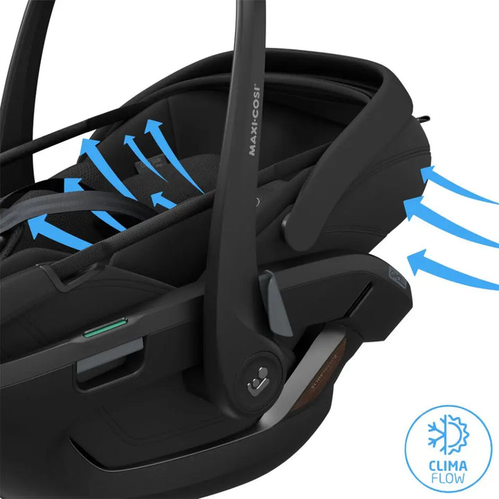 Maxi-Cosi Coral Slide Pro i-Size Newborn Car Seat, SLIDETECH®2 Sliding Car Seat Technology, Rear Facing, Carry Strap, 3 Recline Positions, Side Impact Protection, Climaflow Ventilation, Lightest Car Seat Only 2.5Kg, 0-24 Months - Onyx Black