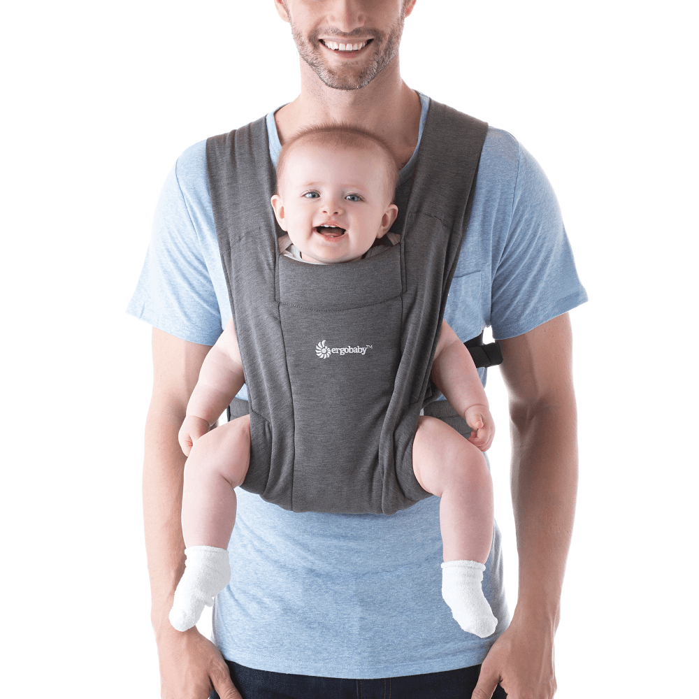 Ergobaby Embrace Newborn Baby Carrier – Soft &amp; Lightweight Fabric, Ergonomic “M” Position and Head Support, Adjustable Waistbelt &amp; Cross Straps, 2 Carry Positions, Easy to Use, 3-11 Kgs, Birth to 12 Months, Heather Grey