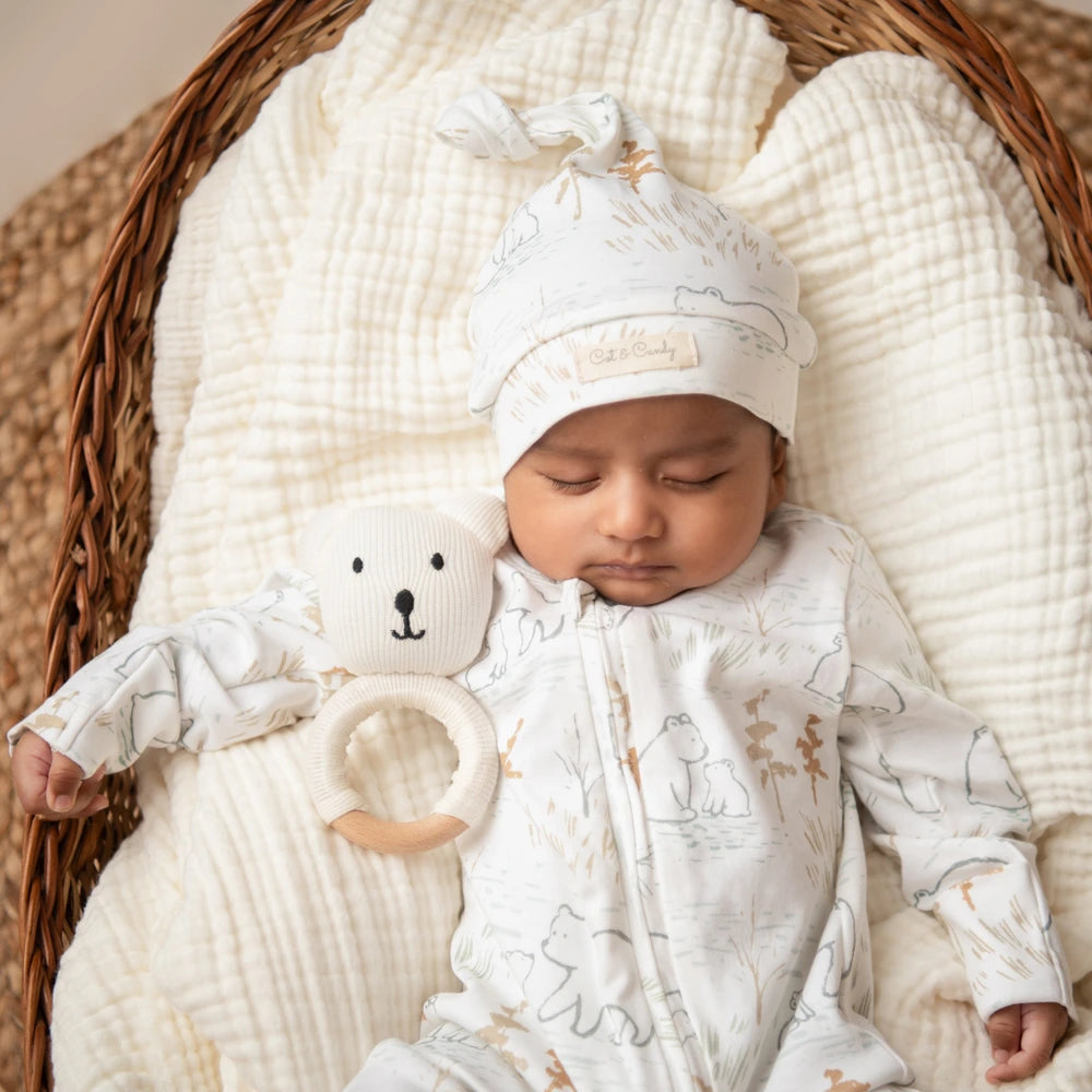Cot &amp; Candy Baby Organic Beanie - Cuddle Bear