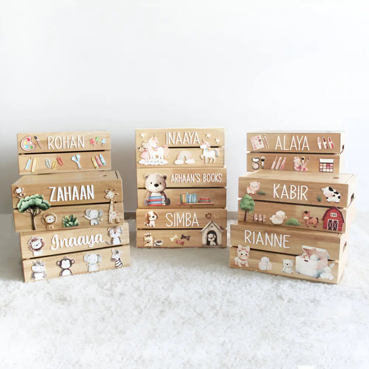 The Tiny Trove Personalized Wooden Box - Baby Girl Theme