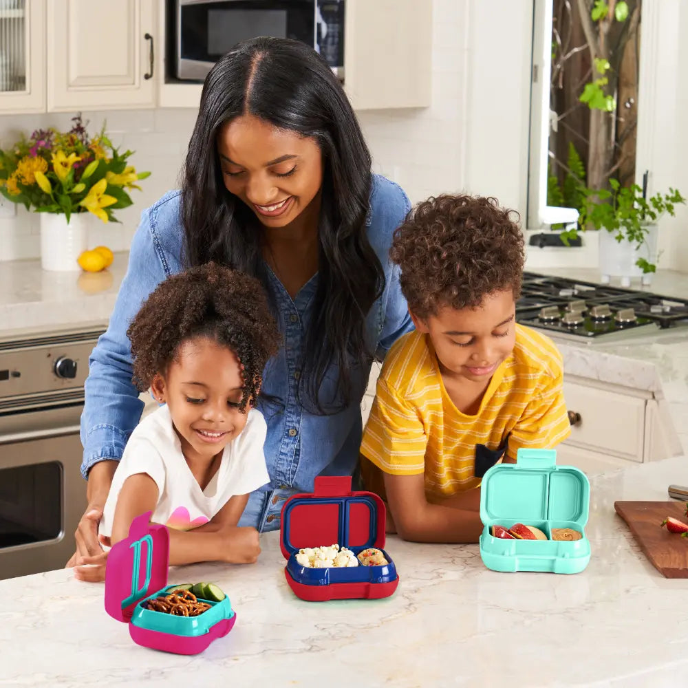 Bentgo Kids Leak-Proof Lunch Box with 2 Compartments, BPA-Free Bento Snack Box, Microwave, Dishwasher &amp; Freezer Safe, 355 ml - Fuchsia/Teal