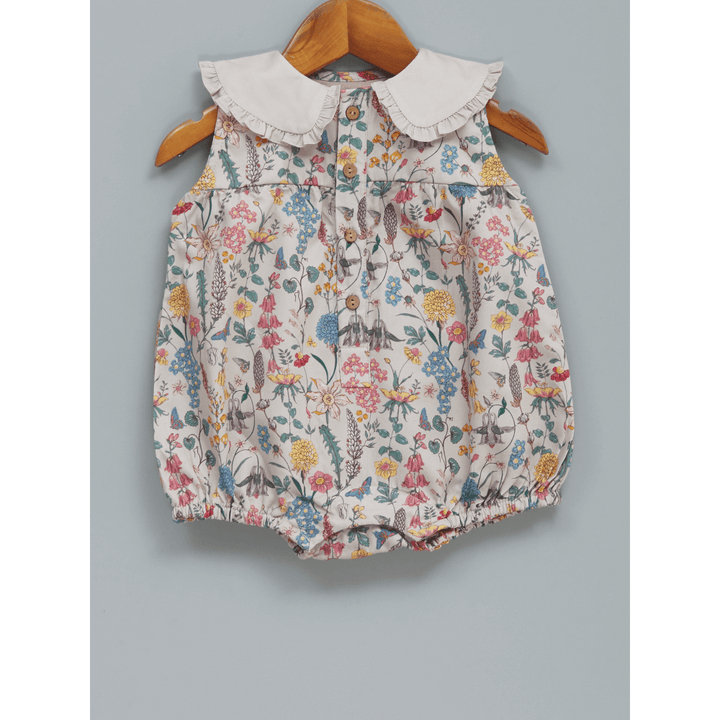 Liz Jacob Love Struck Handwoven Cotton Sateen Romper – Digital Print