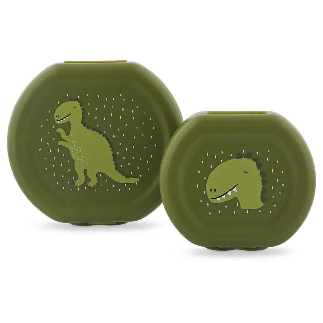 Trixie Kids Snack Box Set | 2-Piece Lunch &amp; Snack Storage Boxes with Easy Clip Closure, Dishwasher-Safe Design for School &amp; Travel | 3 Years Onwards | Mr. Dino