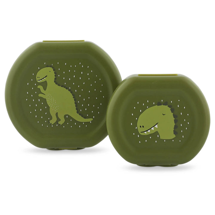 Trixie Kids Snack Box Set | 2-Piece Lunch &amp; Snack Storage Boxes with Easy Clip Closure, Dishwasher-Safe Design for School &amp; Travel | 3 Years Onwards | Mr. Dino